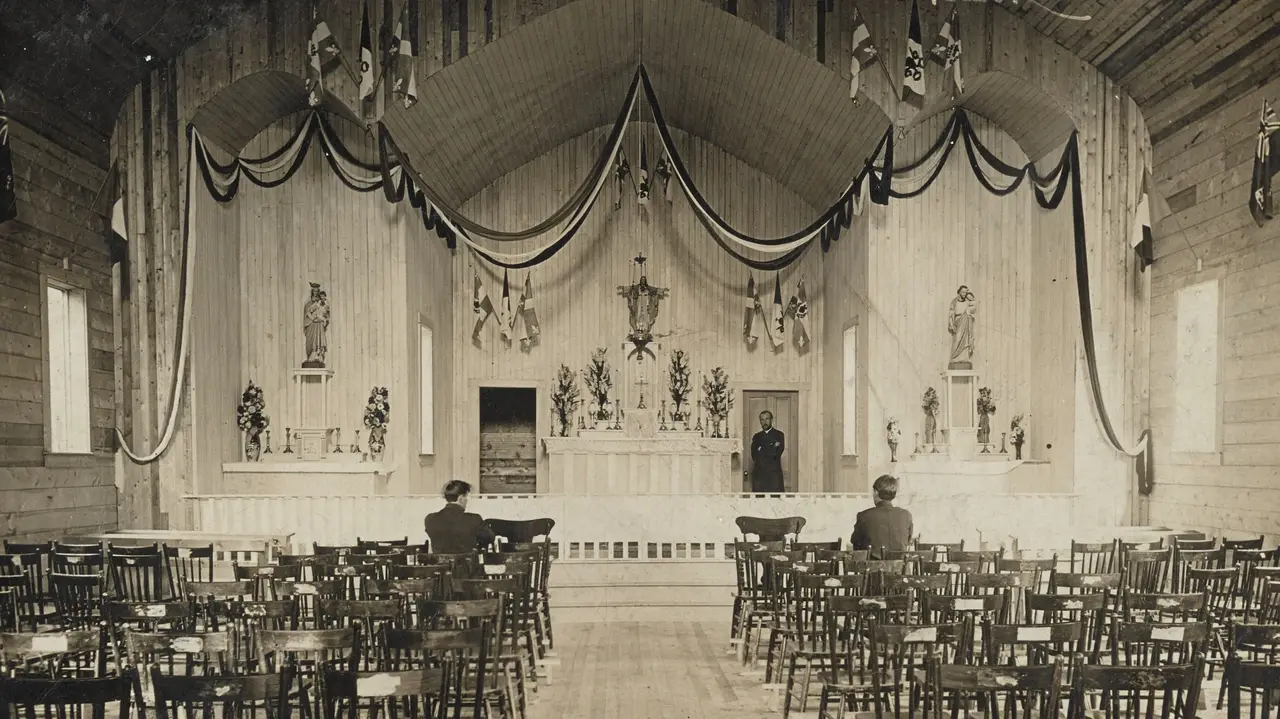 Inside Sacré-Coeur Church, about 1915